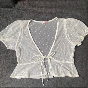 Sheer white top with cap sleeves